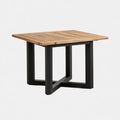 Table basse de jardin carrée naturelle et noire 80 x 80 x 45 cm en bois massif d'acacia et acier