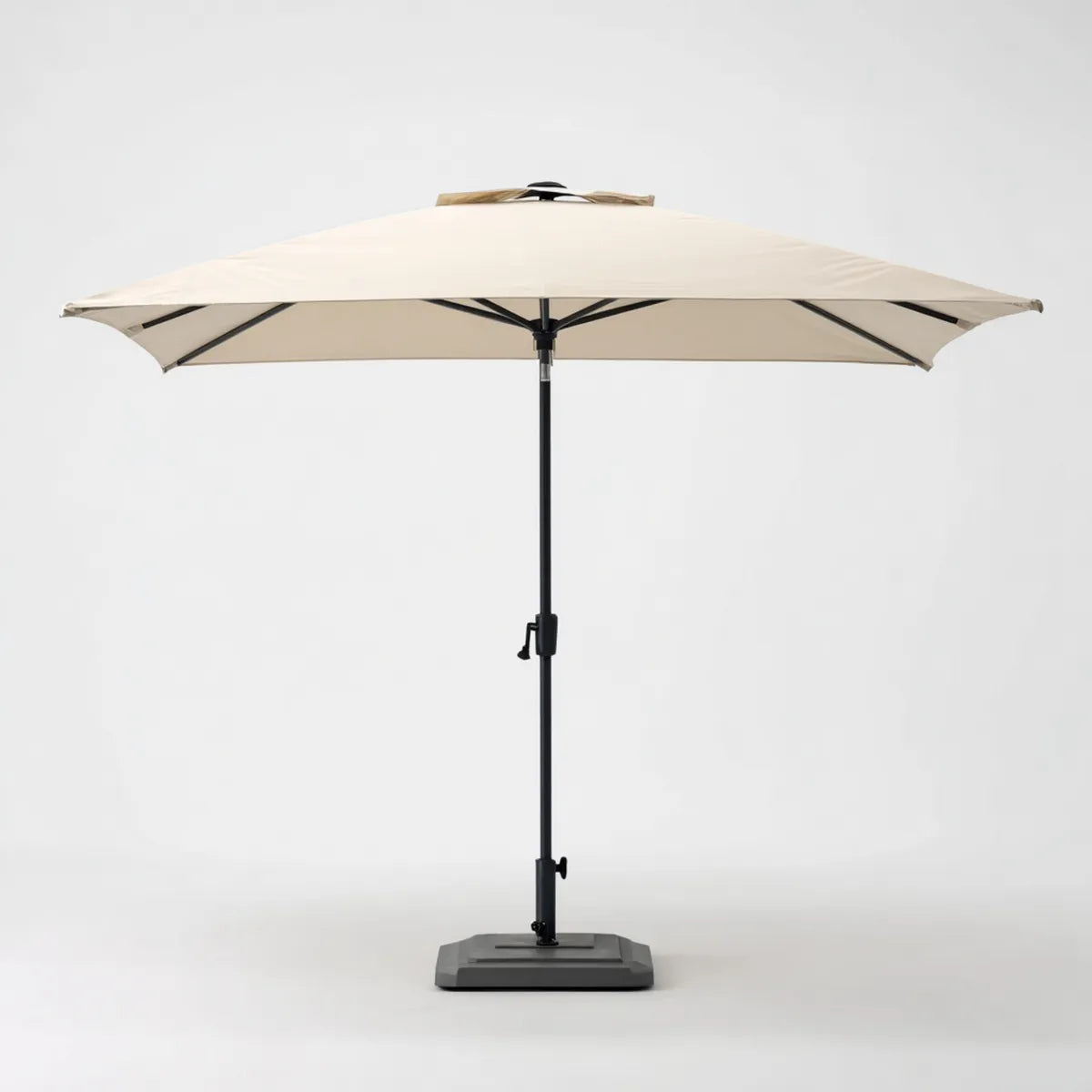 Parasol de jardin déporté beige rectangulaire 300 x 200 cm en polyester et acier avec manivelle