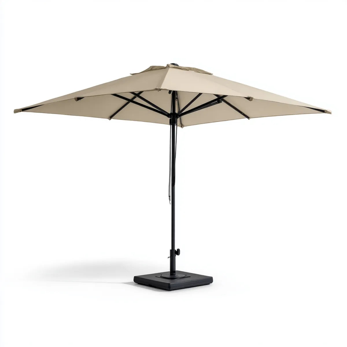 Parasol de jardin carré beige 300 x 300 x 250 cm en polyester et acier