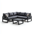 Salon de jardin d’angle 4 places gris anthracite en aluminium et polyester 245 x 245 x 75 cm