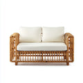 Canapé de jardin 2 places droit en rotin naturel beige 140 x 75 x 78 cm