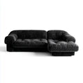 Canapé d’angle 3 places noir en velours de polyester en L 280 x 170 x 85 cm