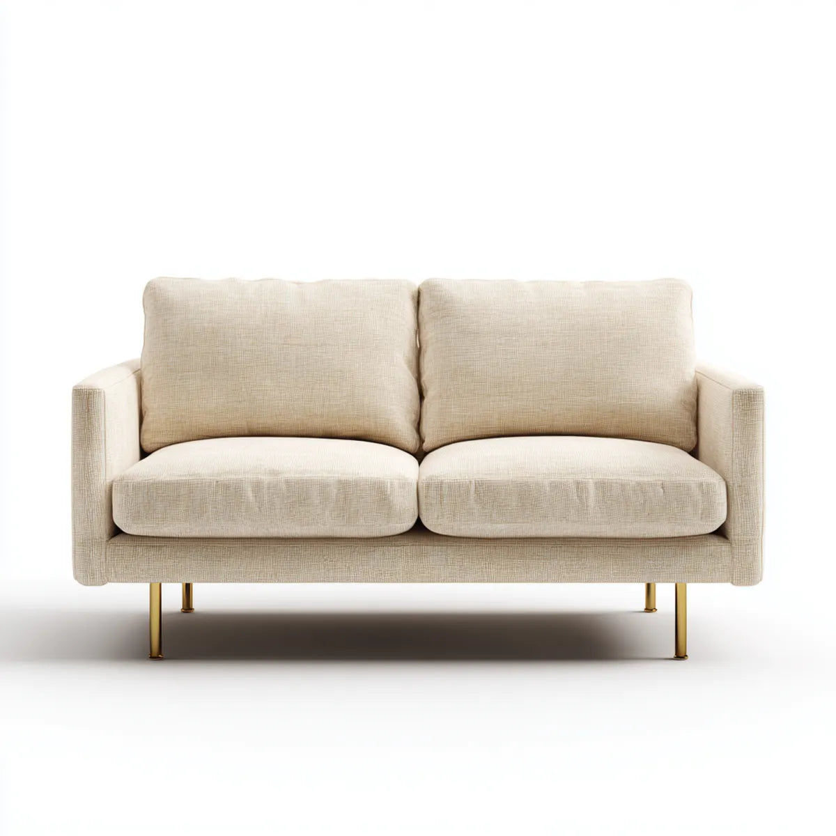 Canapé 2 places beige en polyester forme droite 160 x 85 x 82 cm