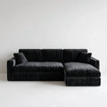 Canapé d’angle 3 places avec méridienne droite noir 280 x 160 x 72 cm velours côtelé polyester forme L
