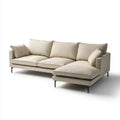 Canapé d’angle 4 places beige en polyester forme L 280 x 160 x 85 cm