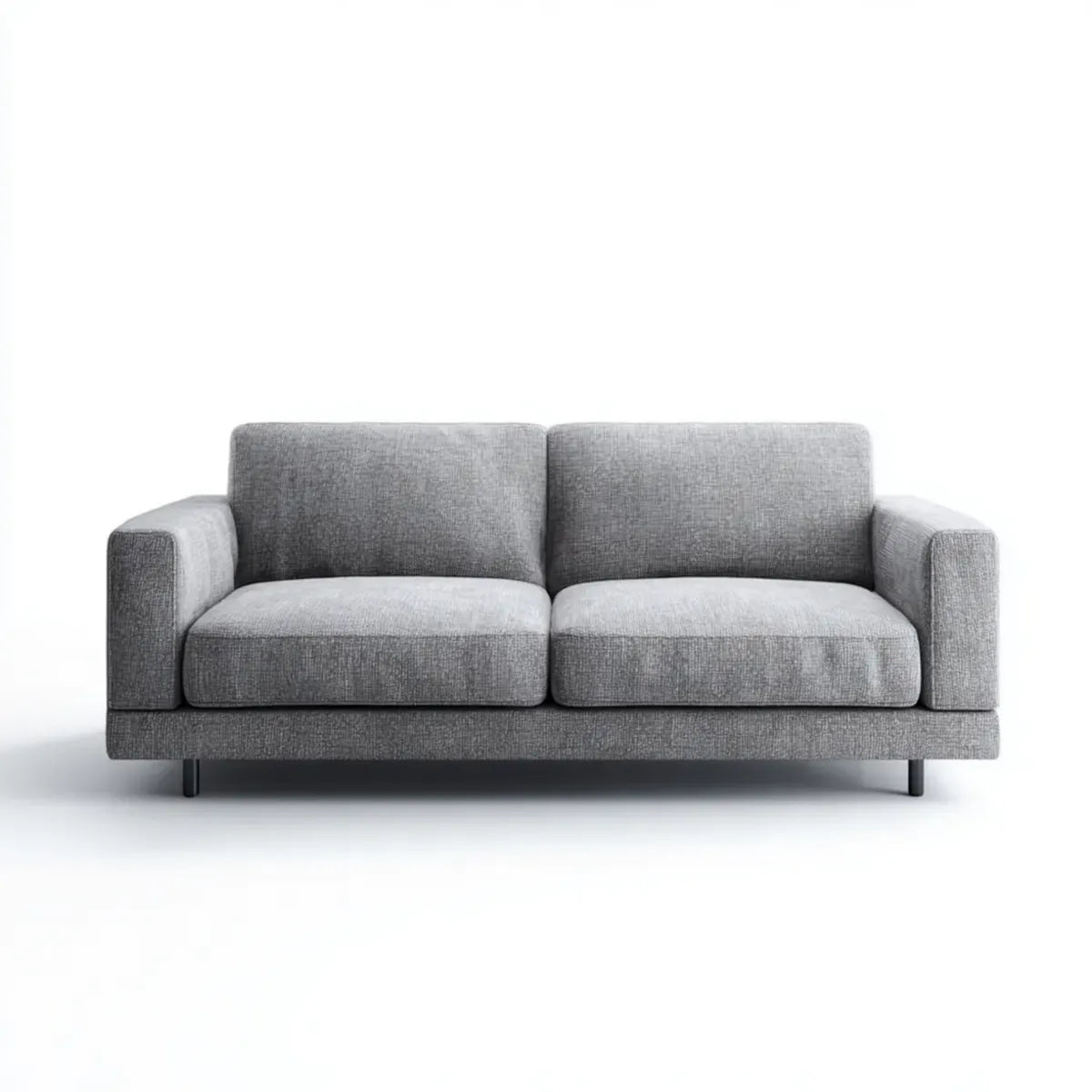Canapé 2 places gris en polyester avec pieds en acier 180 x 85 x 82 cm