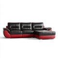 Canapé d’angle 4 places avec méridienne droite noir et rouge en cuir synthétique PU 280 x 170 x 90 cm