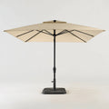 Parasol double rectangulaire beige 460 x 270 cm en polyester avec mât en acier