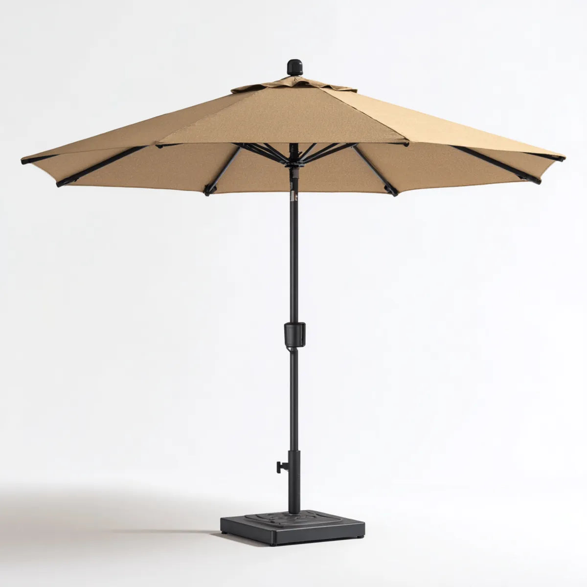 Parasol droit de jardin beige octogonal Ø 270 cm H 245 cm en polyester et acier