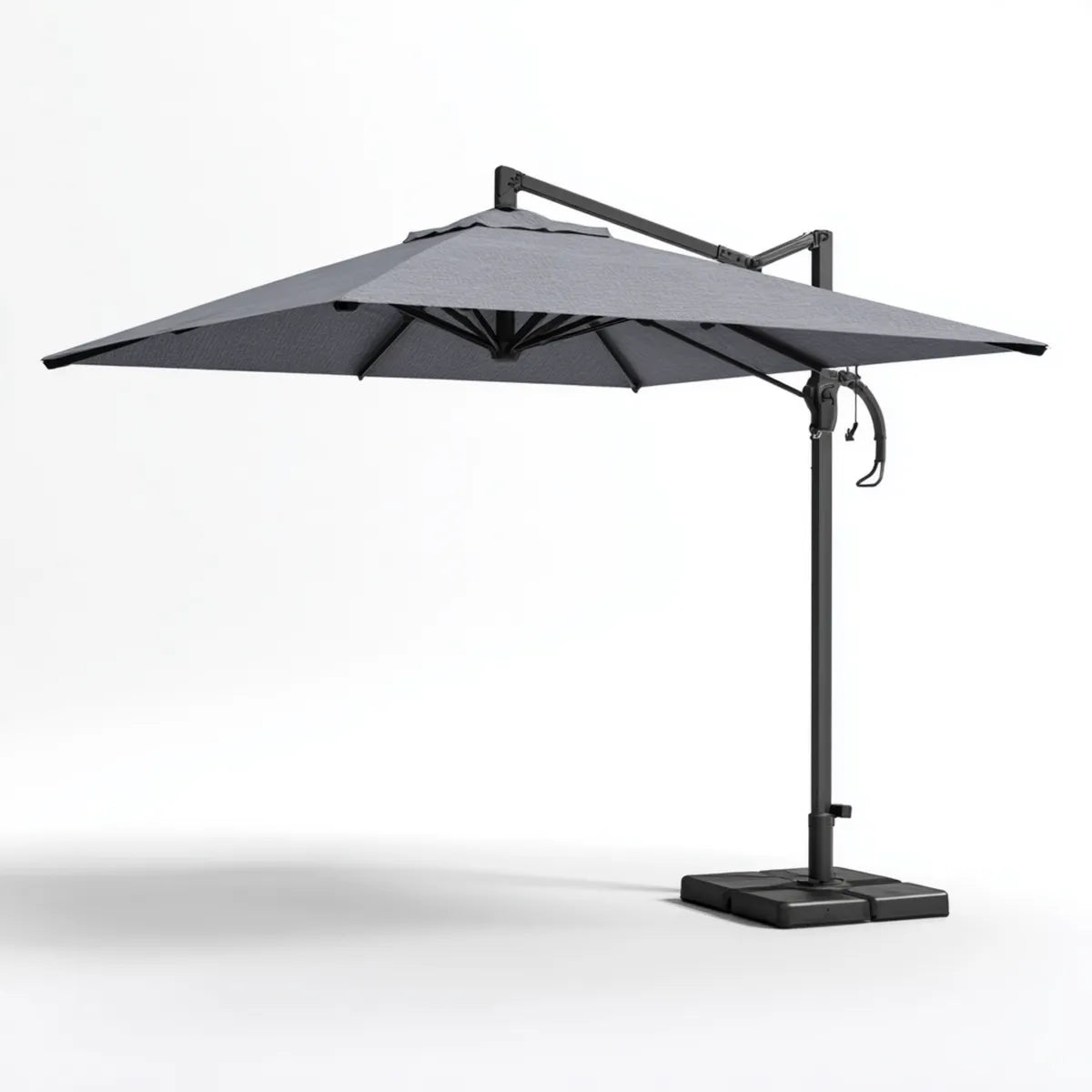 Parasol déporté inclinable gris anthracite 300 x 300 cm en polyester avec structure en aluminium carré